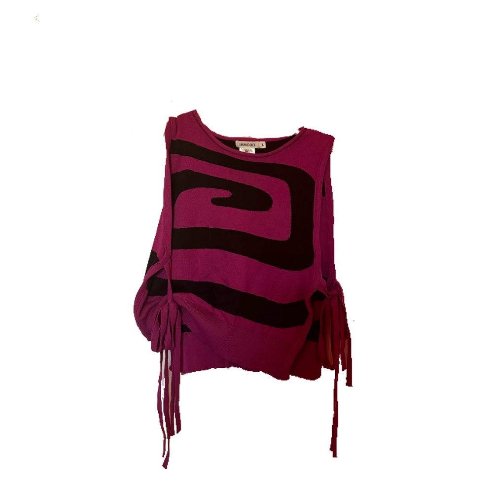 COPY - Purple and black womens swirl sleeveless tee cropped size large